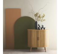 Sweeek - Scandinavian Sideboard Grooved Wood Effect 2 Sliding Doors 80Cm Legacy Natural 80X40X80 Cm