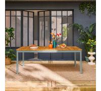 Sweeek - Senora Acacia Khaki Garden Table With Rounded Corners 10 Seats 200 X 100 X 75 Cm