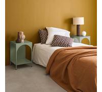 Sweeek - Set Of 2 Bedside Tables Industrial-Style Steel Light Green 35X35X52 Cm - Soho