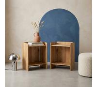 sweeek Set of 2 exotic acacia wood bedside tables with 2 levels in Beige swe eige