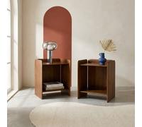 sweeek Set of 2 exotic acacia wood bedside tables with 2 levels in Dark Brown swe ark Brown