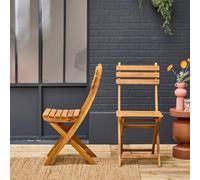 Sweeek - Set Of 2 Folding Acacia Garden Chairs Calena Natural 40X103.5X12 Cm