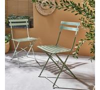 Sweeek - Set Of 2 Folding Bistro Garden Chairs In Powder-Coated Steel Emilia 49.5 X 41 X 80.5Cm
