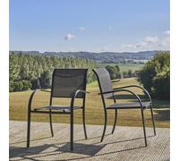 sweeek Set Of 2 Garden Armchairs In Aluminium & Textilene in Grey swe rey