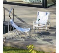 sweeek Set of 2 garden lounge chairs with round steel table in Beige swe eige