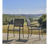 Sweeek - Set Of 2 Milena Garden Chairs In Anthracite Aluminium And Textilene 62 X 55 X 84 Cm