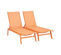 sweeek Set of 2 multi-position deckchairs, textilene & steel in Orange sweeek Orange