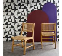 Sweeek - Set Of 2 Ocara Garden Chairs Cane And Wood Ocara L 61 X 51 X 85Cm