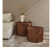 sweeek Set of 2 round nesting coffee tables wood effect in Dark Brown sweeek Dark Brown