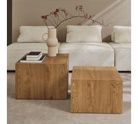 sweeek Set of 2 square wood effect nesting coffee tables in Beige swe eige