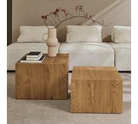 Sweeek - Set Of 2 Square Wood Effect Nesting Coffee Tables Sylva Oak 58X58X40 Cm