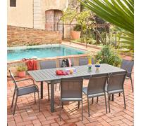 Sweeek - Set Of 2 Stackable Garden Chairs Aluminium And Anthracite Textilene, 64.5 X 45.5 X 89.5 Cm - Buffalo