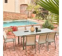 Sweeek - Set Of 2 Stackable Garden Chairs Aluminum And Khaki Textilene, 64.5 X 45.5 X 89.5 Cm - Buffalo
