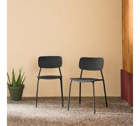 Sweeek - Set Of 2 Stackable Steel And Plastic Garden Chairs Anthracite 49X44X78.5 Cm - Liva
