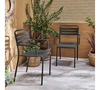 Sweeek - Set Of 2 Stackable Steel Garden Armchairs Anthracite 50.4X53X79.5 Cm - Amelia