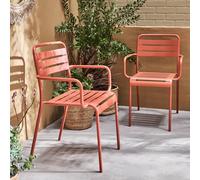 Sweeek - Set Of 2 Stackable Steel Garden Armchairs Amelia Terracotta 50.4X53X79.5 Cm