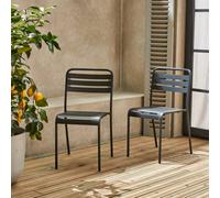 Sweeek - Set Of 2 Stackable Steel Garden Chairs Anthracite 59.5X59.5X72.5 Cm - Amelia