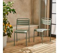 Sweeek - Set Of 2 Stackable Steel Garden Chairs Green 44X52X79 Cm - Amelia