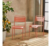 Sweeek - Set Of 2 Stackable Steel Garden Chairs Tomette Pink 44X52X79 Cm - Amelia