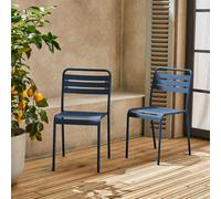 Sweeek - Set Of 2 Stackable Steel Garden Chairs Marine Blue 44X52X79 Cm - Amelia