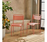 Sweeek - Set Of 2 Stackable Steel Garden Chairs Tomette Pink 44X52X79 Cm - Amelia