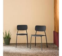 sweeek Set of 2 stackable steel & plastic garden chairs in Dark Grey swe ark Grey