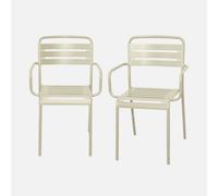 Sweeek - Set Of 2 Steel Garden Armchairs 2 Seater Beige Amelia W50.4 X D53 X H79.5Cm