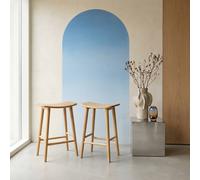 sweeek Set of 2 vintage bar stools, rubberwood in Beige swe eige