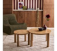 sweeek Set of 2 vintage nesting tables with round chevron effect tops in Beige swe eige