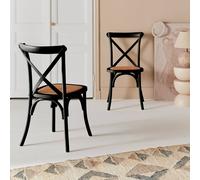 sweeek Set of 2 Vintage Wooden Bistro Chairs in Black swe lack