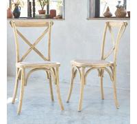 sweeek Set of 2 Vintage Wooden Bistro Chairs in Brown swe rown