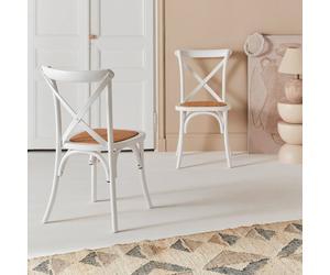 sweeek Set of 2 Vintage Wooden Bistro Chairs in White sweeek White