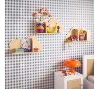 Sweeek - Set Of 3 Cloud Wall Shelves For Children's Bedroom, Nephos, Natural, 34.5X12X23.5 Cm