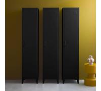 Sweeek - Set Of 3 Metal Cabinets/lockers With 4 Storage Compartments Industrial-Style Soho Black 38X38X180 Cm