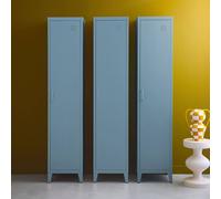 Sweeek - Set Of 3 Metal Cabinets/lockers With 4 Storage Compartments Industrial-Style Soho Grey Blue 38X38X180 Cm