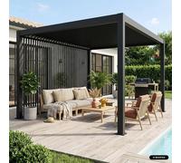 sweeek Set of 3 vertical louvers 130cm for bioclimatic pergola Triomphe in Dark Grey swe ark Grey