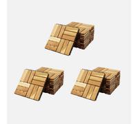 Sweeek - Set Of 30X30Cm Wooden Patio Tiles Square Pattern Sarrafo Natural 30X30X1.9 Cm