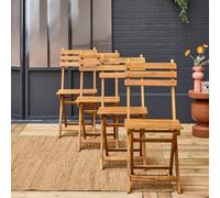Sweeek - Set Of 4 Calena Folding Garden Chairs In Natural Acacia 40 X 52 X 85 Cm