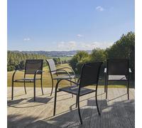 Sweeek - Set Of 4 Garden Chairs In Aluminum Amara Anthracite 62X55X84 Cm