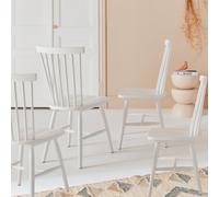 Sweeek - Set Of 4 Hevea Wooden Chairs White 49X44X90 Cm - Romie