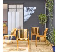 Sweeek - Set Of 4 Mustard Plastic Garden Chairs Stackable Already Assembled