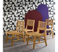 Sweeek - Set Of 4 Ocara Garden Chairs Cane And Wood L 61 X 51 X 85Cm