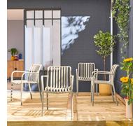 sweeek Set Of 4 Plastic Garden Armchairs in Beige swe eige