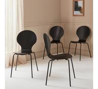 Sweeek - Set Of 4 Retro Wooden Stacking Chairs Black 43X48X87 Cm - Naomi