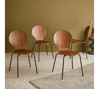 sweeek Set Of 4 Retro Wooden Stacking Chairs in Brown swe rown