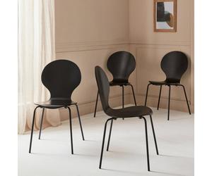 Sweeek - Set Of 4 Retro Wooden Stacking Chairs Naomi Black 43X48X87 Cm
