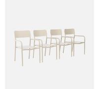 Sweeek - Set Of 4 Stackable Garden Chair Aluminum Savannah Beige 57.5X54X86 Cm