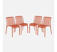 sweeek Set Of 4 Stackable Plastic Garden Chairs in Terracotta sweeek Terracotta