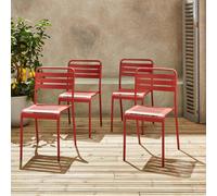 Sweeek - Set Of 4 Stackable Steel Garden Chairs Amelia Terracotta 44X52X79 Cm