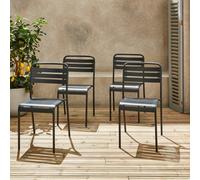 Sweeek - Set Of 4 Stackable Steel Garden Chairs Amelia Anthracite 44X52X79 Cm